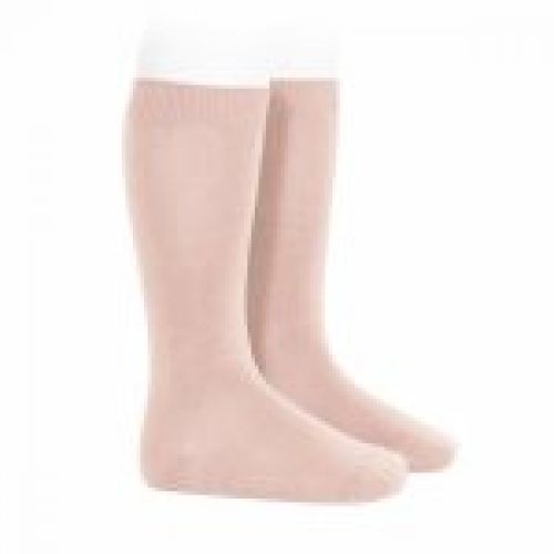 calcetines altos basicos punto liso rosa empolvado